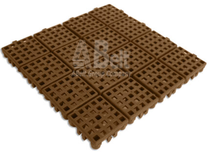 Piso flexível modular 24x24cm na cor marron marca ABelt® modelo plastpiso.