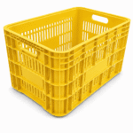Caixa plástica agrícola amarela 50 litros 30 kg tamanho 36,5x55x31cm modelo AB-47L