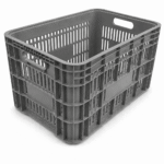 Caixa plástica agrícola cinza 50 litros 30 kg tamanho 36,5x55x31cm modelo AB-47L