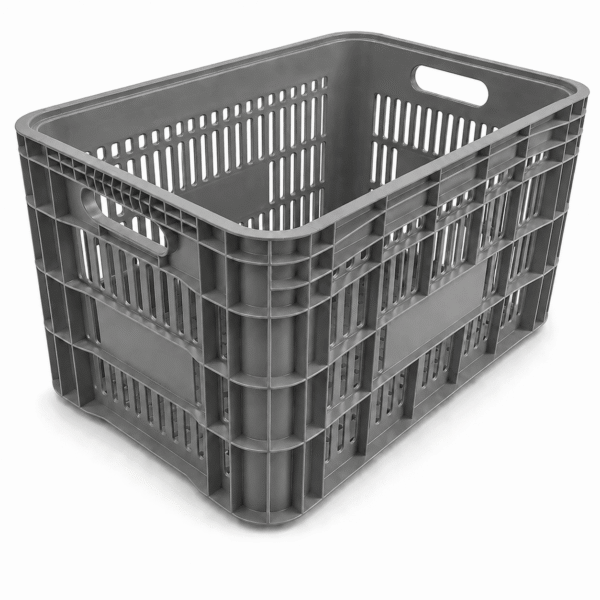 Caixa plástica agrícola cinza 50 litros 30 kg tamanho 36,5x55x31cm modelo AB-47L