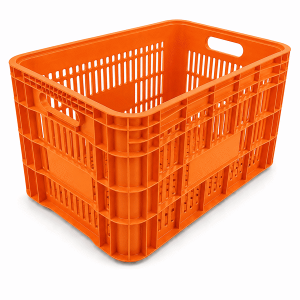 Caixa plástica agrícola laranja 50 litros 30 kg tamanho 36,5x55x31cm modelo AB-47L