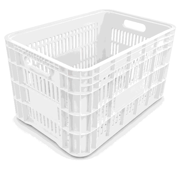 Caixa plástica agrícola branca 50 litros 30 kg 36,5x55x31cm modelo AB-47L
