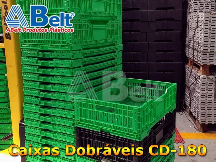 Venda para todo Brasil - Caixa plástica agrícola vazada dobrável CD180 35 Litros / 25 Quilos com fundo fechado - Laterais vazadas p/ empilhamento