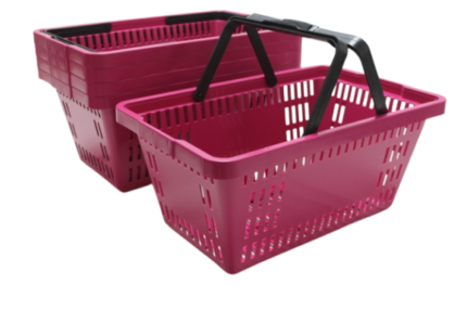 Kit 5 cesta plástica para supermercado cp-16l rosa pink ABelt