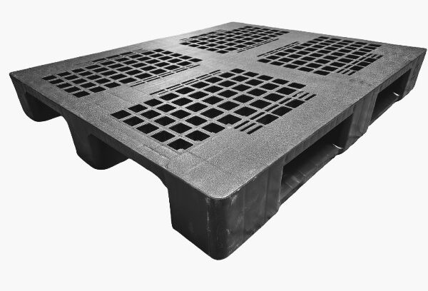 Pallet plástico 1200x1000x150mm PL1210-3 vazado com 3 runners cor preto