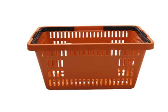 Cesta de compras plástica 16 de litros na cor laranja da ABelt Industria e Comercio