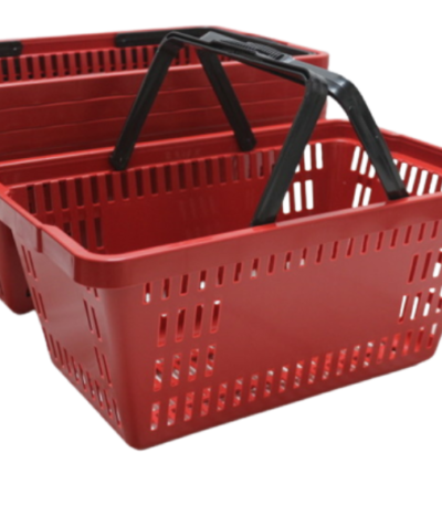 Kit 5 Cestas de compras de 16 litros com alça modelo CP-16 vermelho