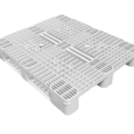 Pallet plástico PL1210-3 Heavy 21 kg 1200x1000x160mm vazado monobloco com 3 runners cor branco e carga estática de 8.000 kg/m²