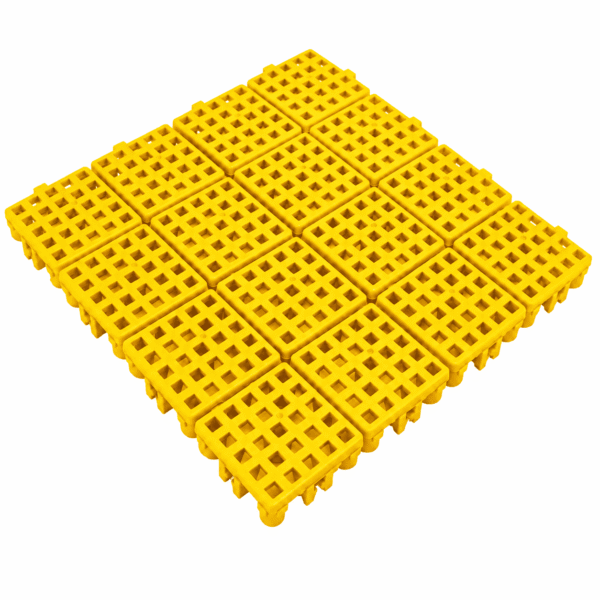 Estrado piso plástico flexível modular antiderrapante 24x24cm cor amarelo