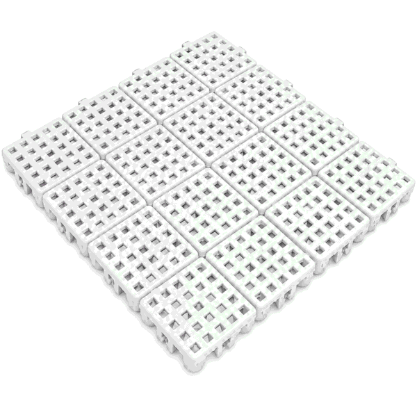 Estrado piso plástico flexível modular antiderrapante 24x24cm cor branco